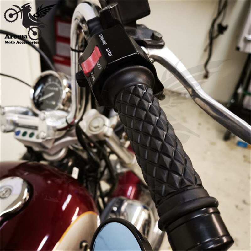 16-colors-available-brown-red-black-hot-retro-cafe-racer-parts-22MM-25MM-rubber-motorbike-grip-3