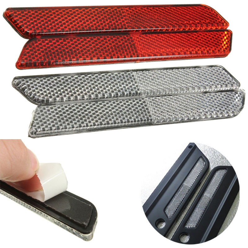 2 x Red White Saddlebag Guard Reflector Latch Covers for Harley