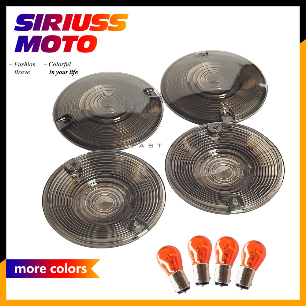 4-x-Smoke-Turn-Signal-Light-Lens-Cover-Bulb-For-Harley-Davidson-Touring-Electra-Glides-Road