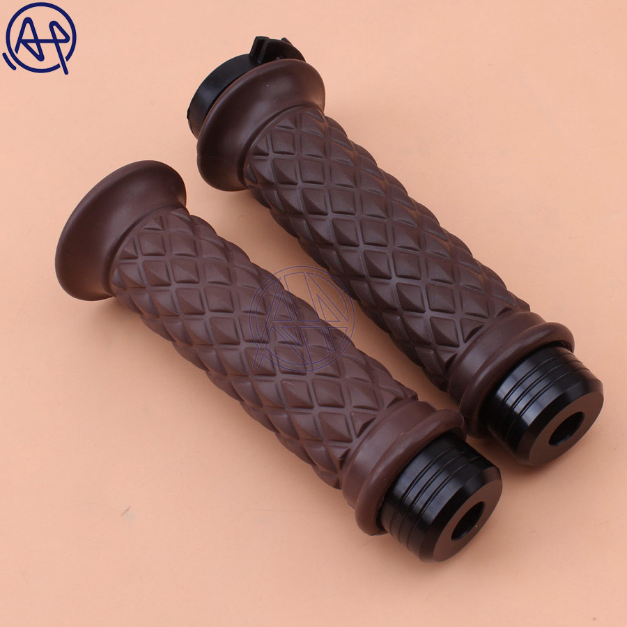 Bar-End-Caps-Vintage-7-8-22mm-Brown-Diamond-Open-Throttle-Bar-Hand-Grip-Handlebar-for-2