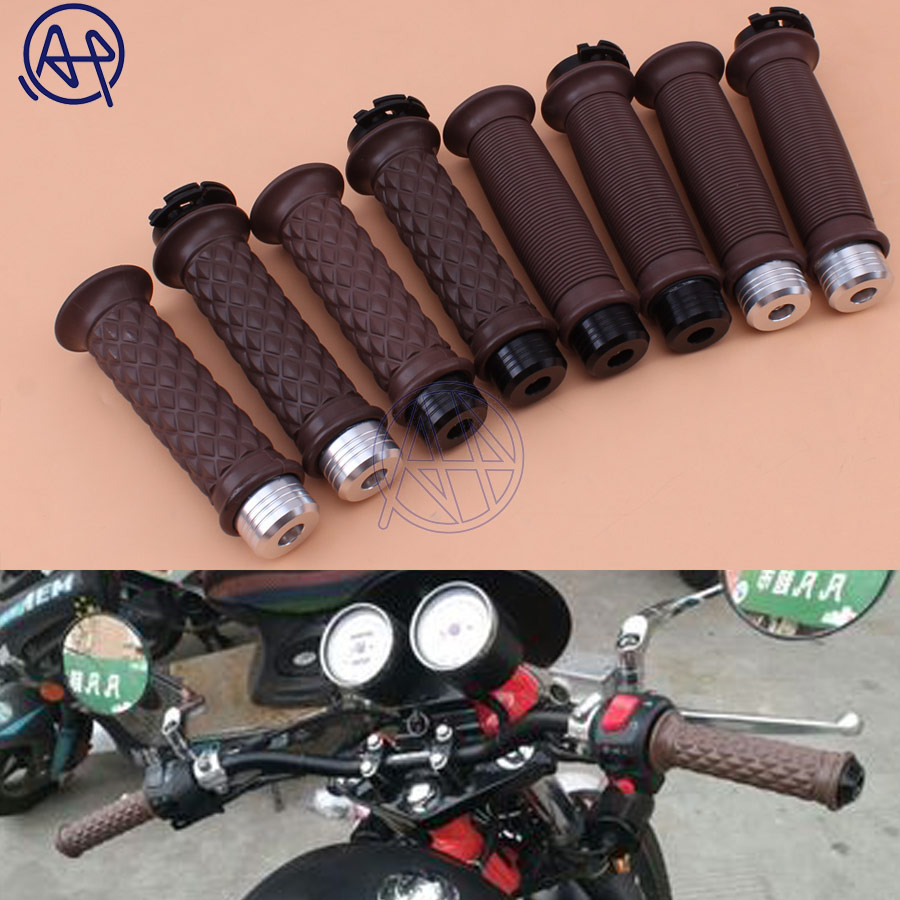 Bar-End-Caps-Vintage-7-8-22mm-Brown-Diamond-Open-Throttle-Bar-Hand-Grip-Handlebar-for