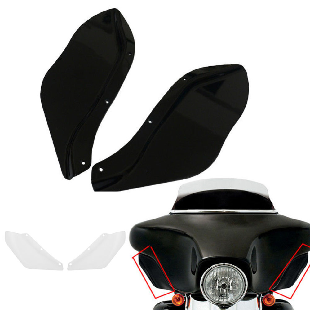 Black-Clear-Wind-Deflectors-Windscreens-Side-Air-Wing-Windshield-For-Harley-Davidson-Touring-FLHR-FLHT-FLHX