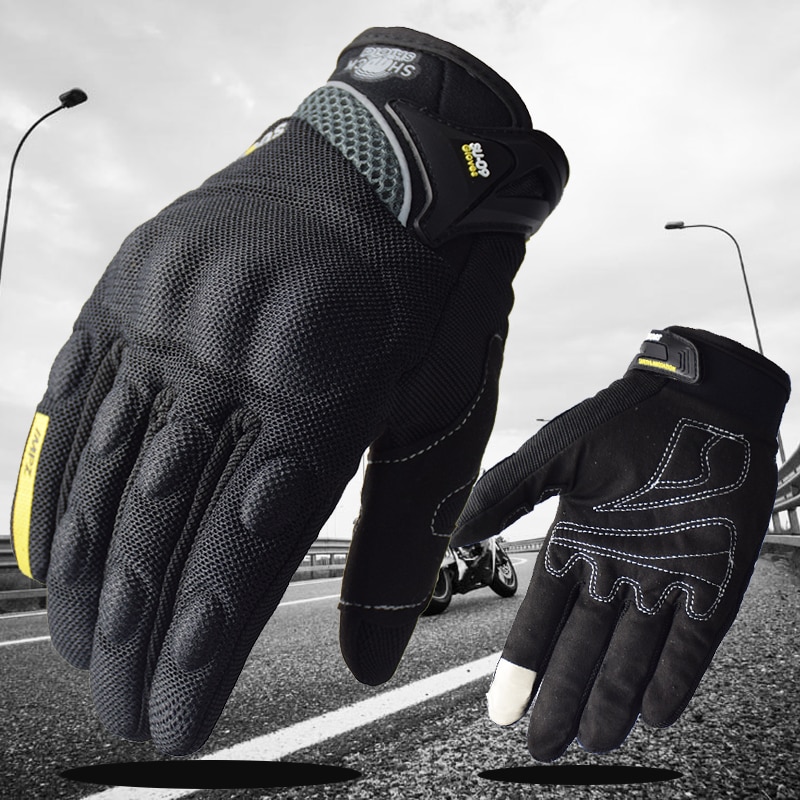 Black Motorcycle Gloves Summer Windproof Protective Gloves Screen Touch