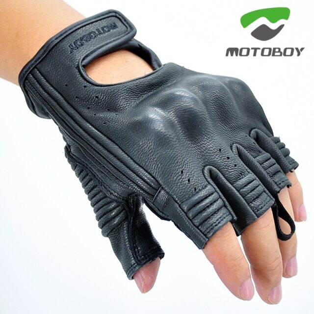 Genuine Leather half finger Motorcycle Gloves Summer Motocross Racing Gloves sheep skin goat
