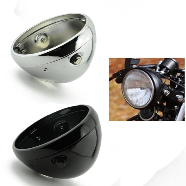 Motorcycle 7" LED Vintage Headlight Mounting Bucket 7 Inch Running
