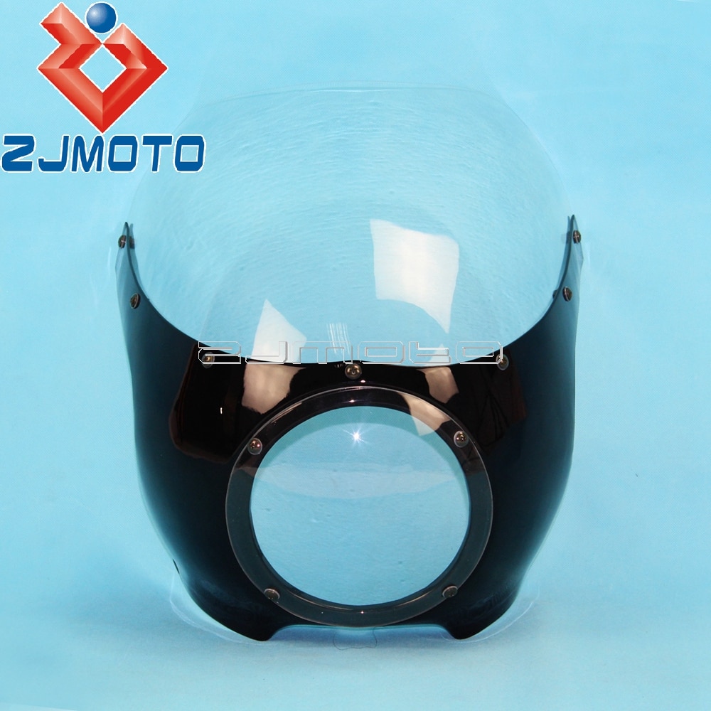 Motorcycle-Front-Headlight-Fairing-Cafe-Racer-Drag-Racing-5-3-4-Light-Fairing-Windshield-For-Harley-5