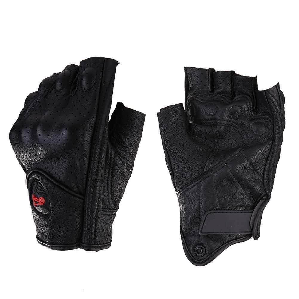 Motorcycle Gloves Leather Summer Breathable Half Finger Gloves Unisex