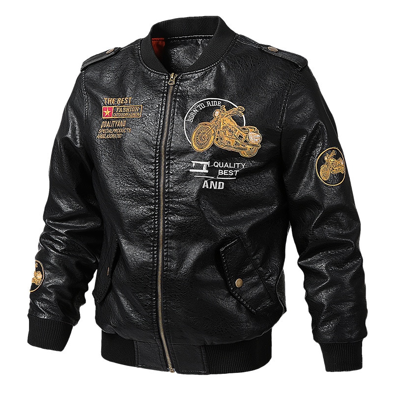 Motorcycle Jacket Men PU Leather Jacket Motocross Racing Moto Jacket ...