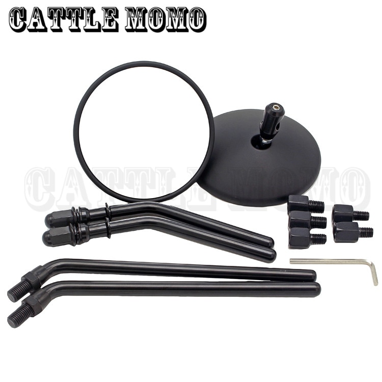 Motorcycle Retro Round Convex Rear View Mirrors For Harley 883 1200