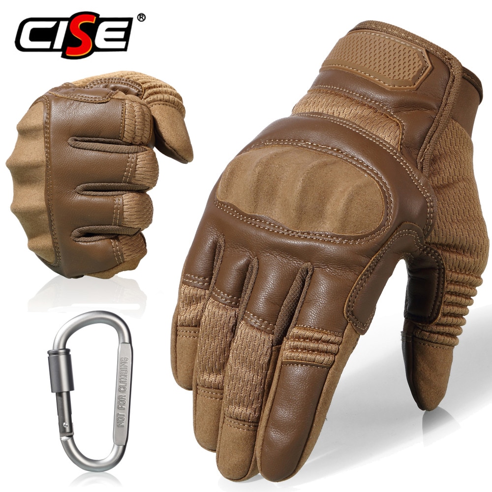 Touchscreen PU Leather Motorcycle Hard Knuckle Full Finger Gloves