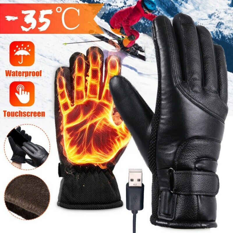 Unisex Electric Heated Glove Waterproof Moto Touch Screen Battery