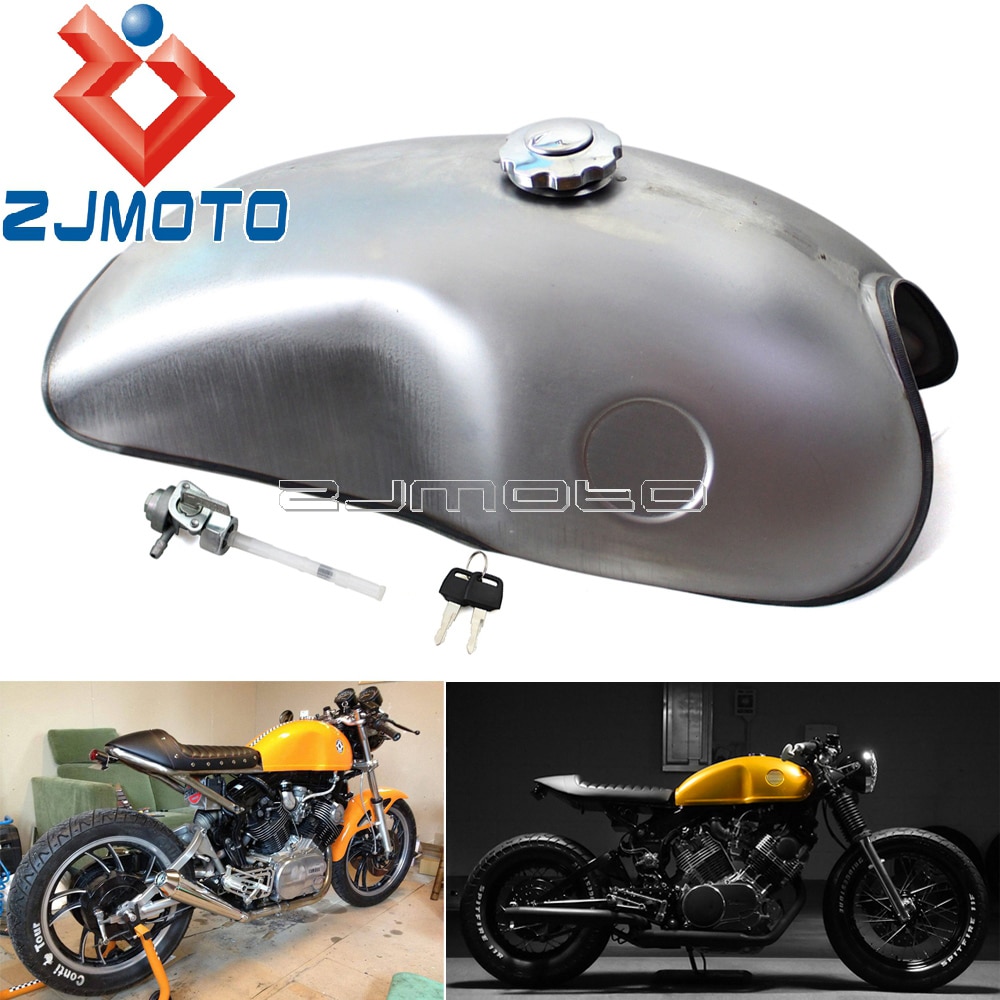 Universal Motorcycle 10L Cafe Racer Mojave Fuel Tank Vintage 2.6 Gallon ...