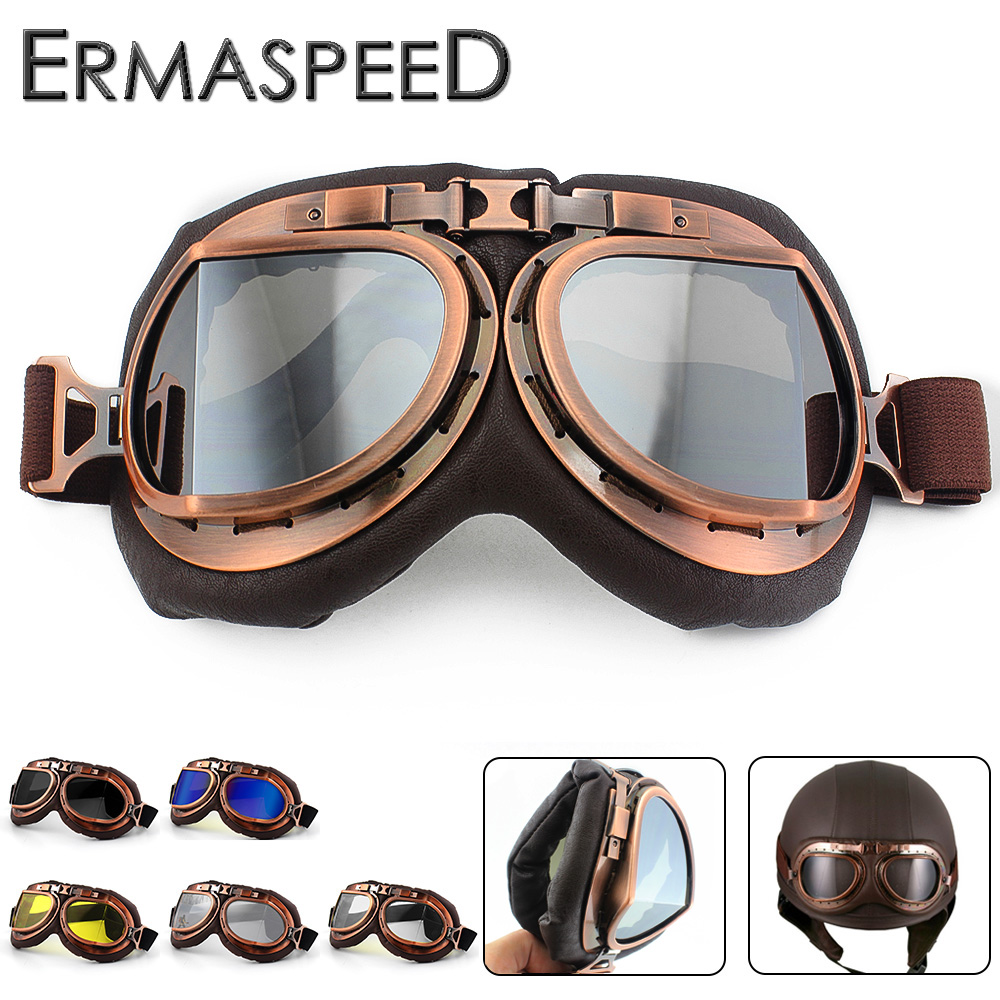 Vintage-Motorcycle-Helmet-Goggles-Pilot-PU-Leather-Riding-Eye-Wear-Copper-for-Harley-Cruiser-Chopper-Cafe