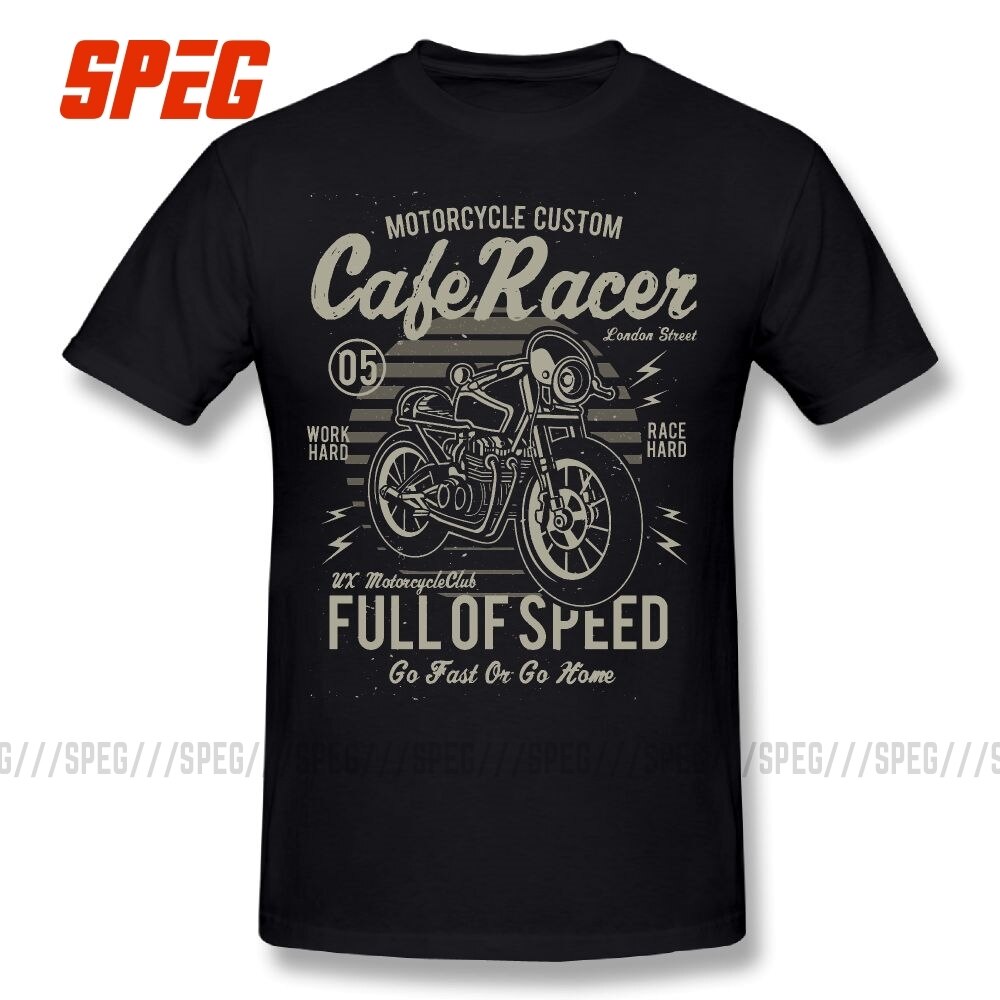 Cafe-Racer-Full-of-Speed-Motorcycle-Retro-T-Shirt-Vintage-100-Cotton-Tees-Round-Neck-Awesome-1
