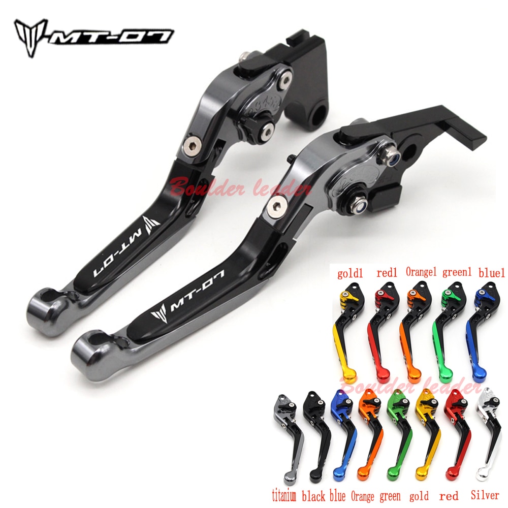 LOGO (MT07) Motorcycle Accessories Aluminum Folding Extendable Brake Clutch Levers For YAMAHA