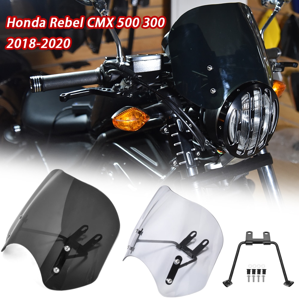 Motorcycle-Windscreen-Windshield-with-Bracket-For-2018-2019-2020-Honda-Rebel-CMX-500-300-CMX500-CMX300