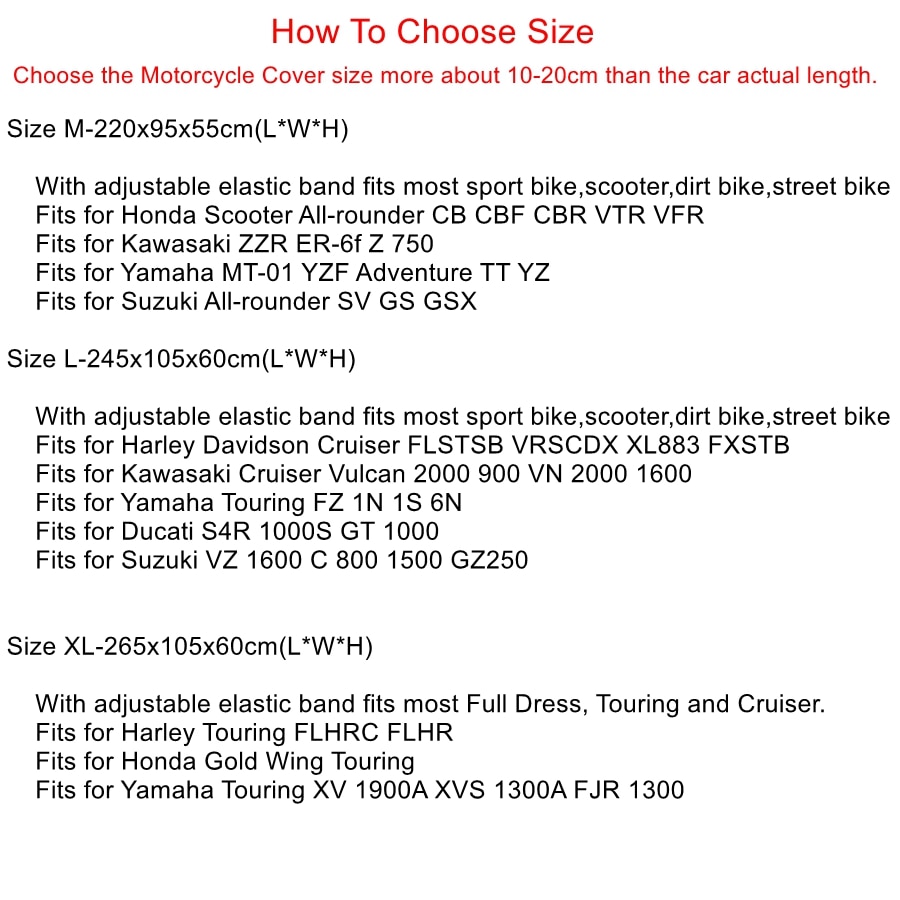 X-AUTOHAUX-M-L-XL-SIZE-Motorcycle-Half-Cover-210T-universal-Outdoor-Waterproof-Dustproof-Rain-Dust-5