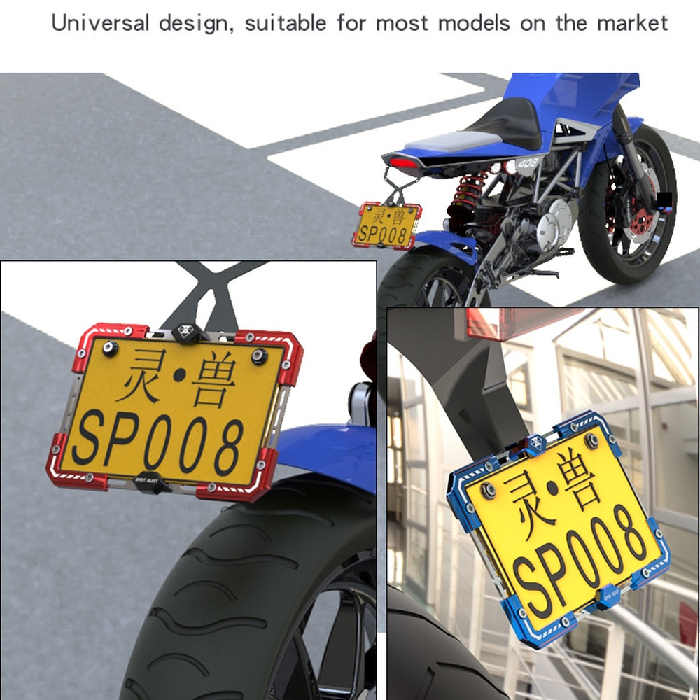 SPIRIT-BEAST-Motorcycle-License-Plate-Holder-Number-Bracket-Frame-Motor-for-Yamaha-Suzuki-Honda-Benelli-Ducati-2