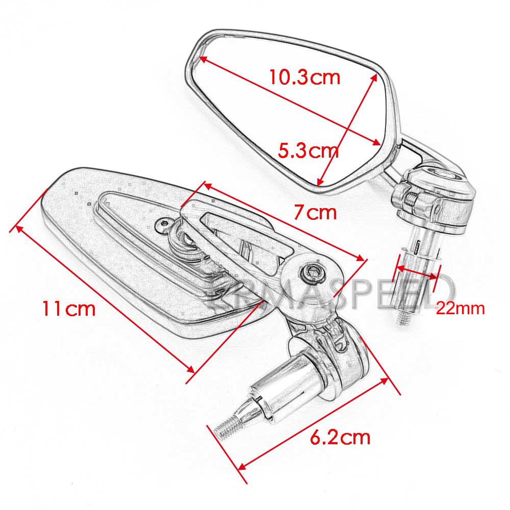 7-8-22mm-CNC-Rearview-Mirrors-Motorcycle-Universal-Blue-Glass-Motorbike-Scooter-Bar-End-Handlebar-Side-5