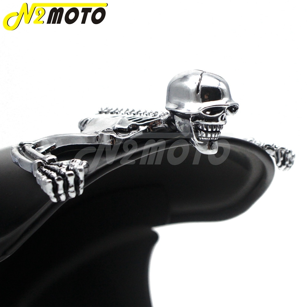 Chrome-Highway-Hawk-Skull-Ornament-Visor-For-Harley-Softail-Bobber-Chopper-7-Headlight-Lamp-Mudguard-Skeleton-5